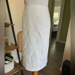 Vintage White Textured Pencil Skirt